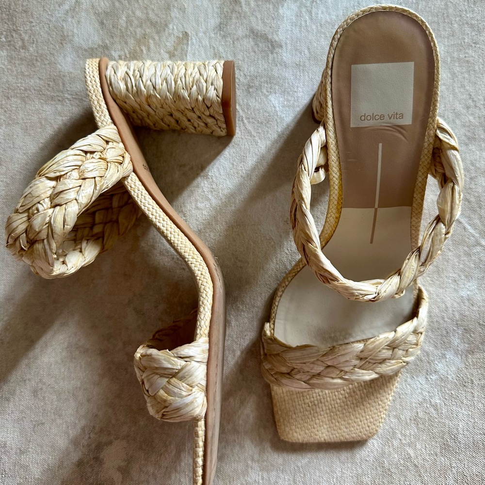 Dolce Vita ‘Paily’ Raffia Heels - Vanilla Raffia